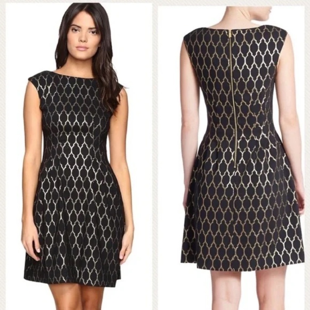 Vince Camuto Elegant Black and Gold Women's Dress Size 10